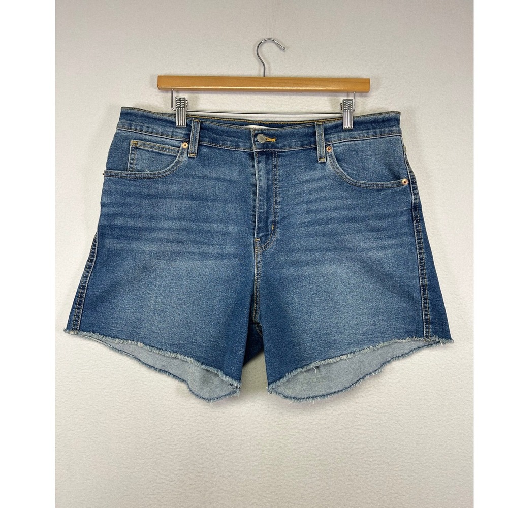 Boho Signature by Levi Strauss Womens 16 Blue Heritage High Rise Raw Hem Shorts